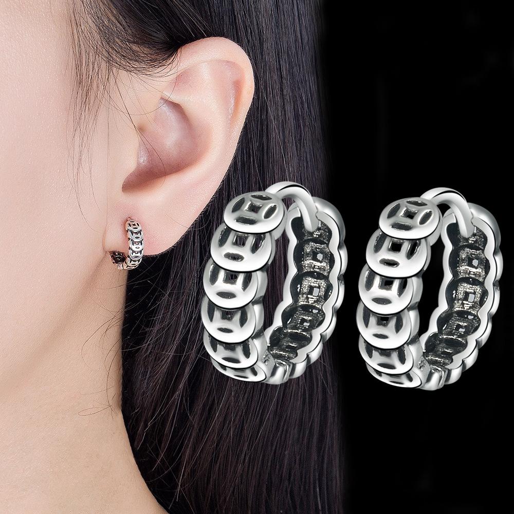 Медная монета Ретро Потертые Модные Мужские Серьги для Женщин Серьги