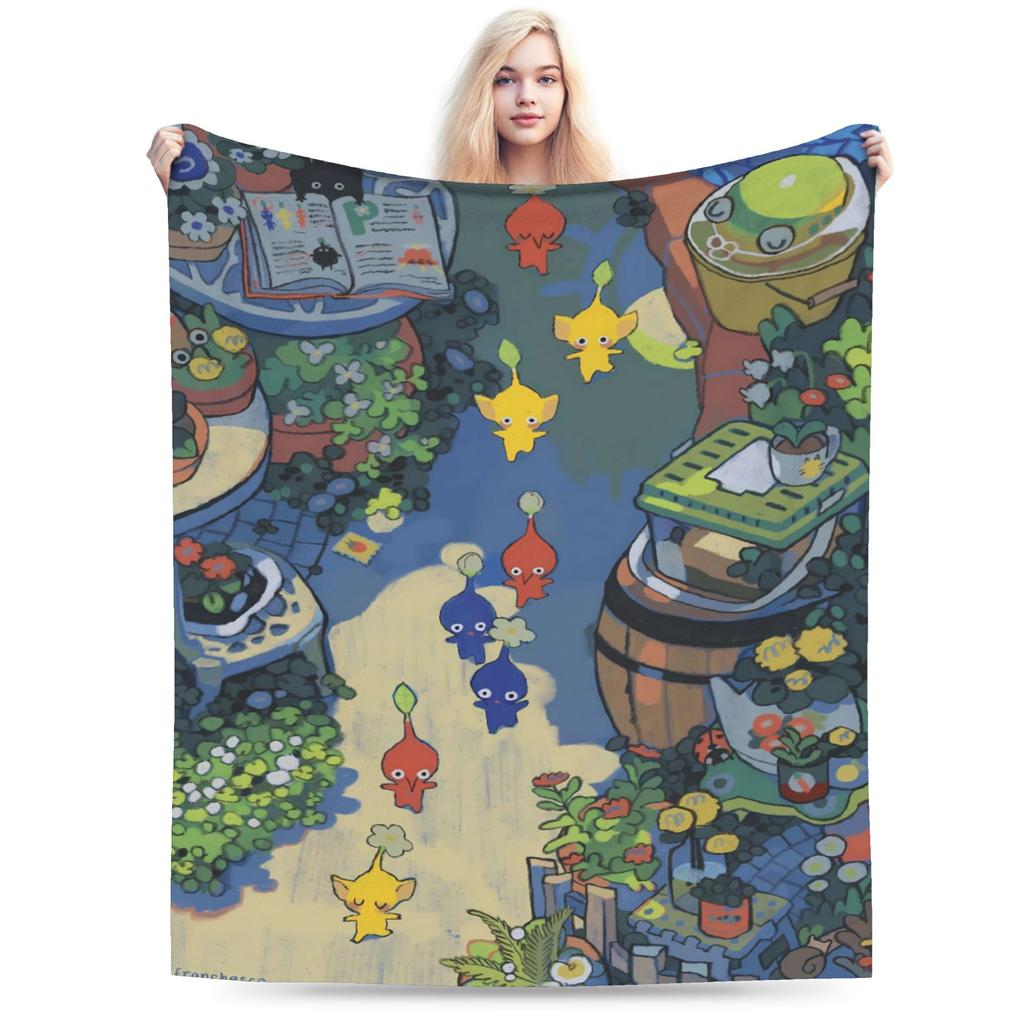 Pikmin Game Blanket Quality Super Warm  Throw Blanket Winter Kids Adult Living Room Fluffy Bedspread