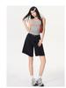 Retro Spicy Girl Elastic Waist Five-Point Denim Shorts – Women's Summer Mid-Length Wide-Leg Pants