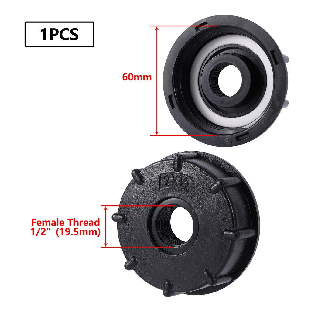 S60 1"3/4"1/2" IBC Tank Adapter 1/2"3/4" Drain Faucet IBC Tank Faucet Adapter Threaded Connector Replacement Valve Fitting Parts