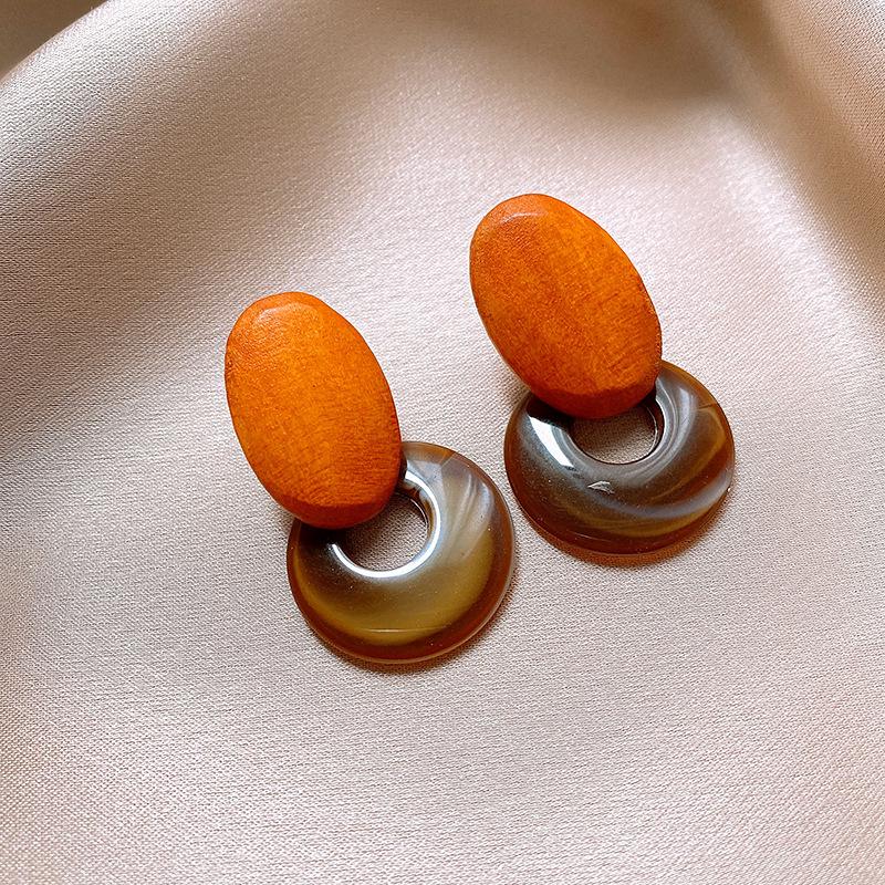 Silver Needle Geometric Irregular Resin Y2K Earrings - Retro Stud Ear Accessories for Women