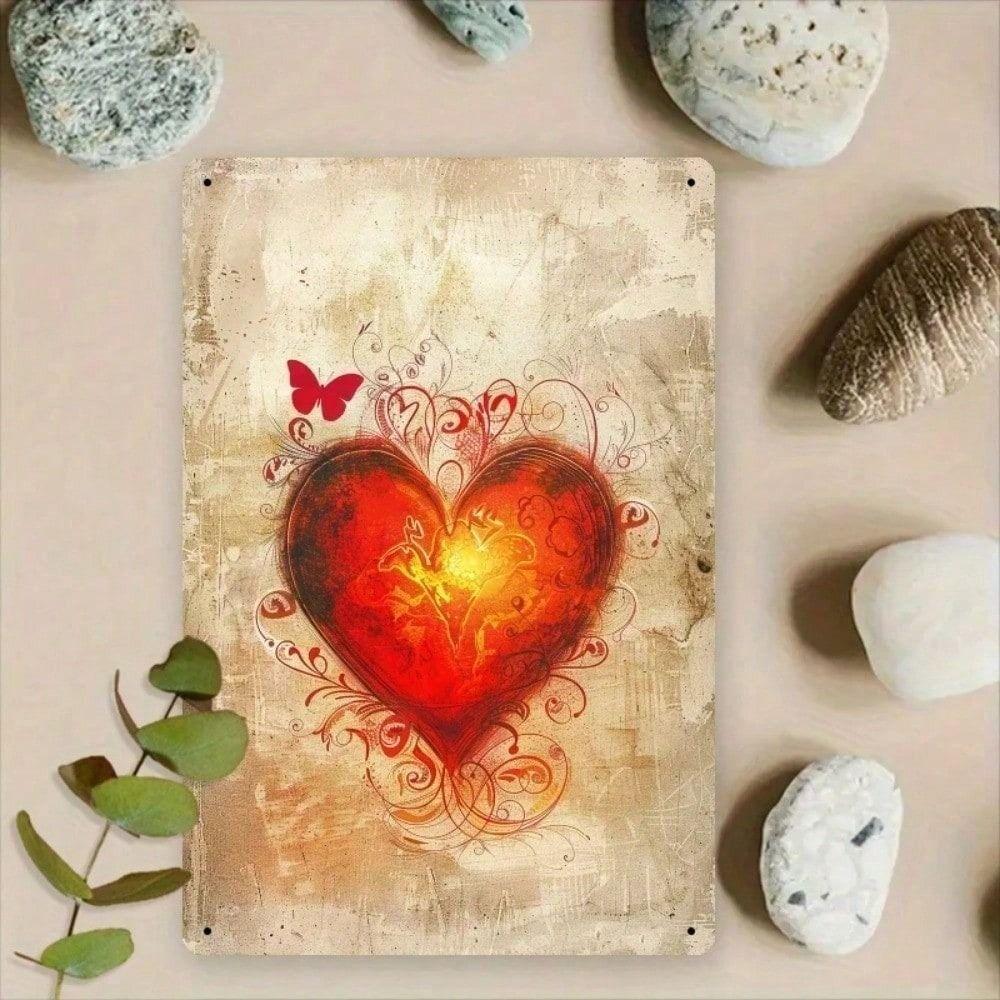 Vintage Metal Poster Heart Tin Sign Wall Decor for Home Cafe Restaurant