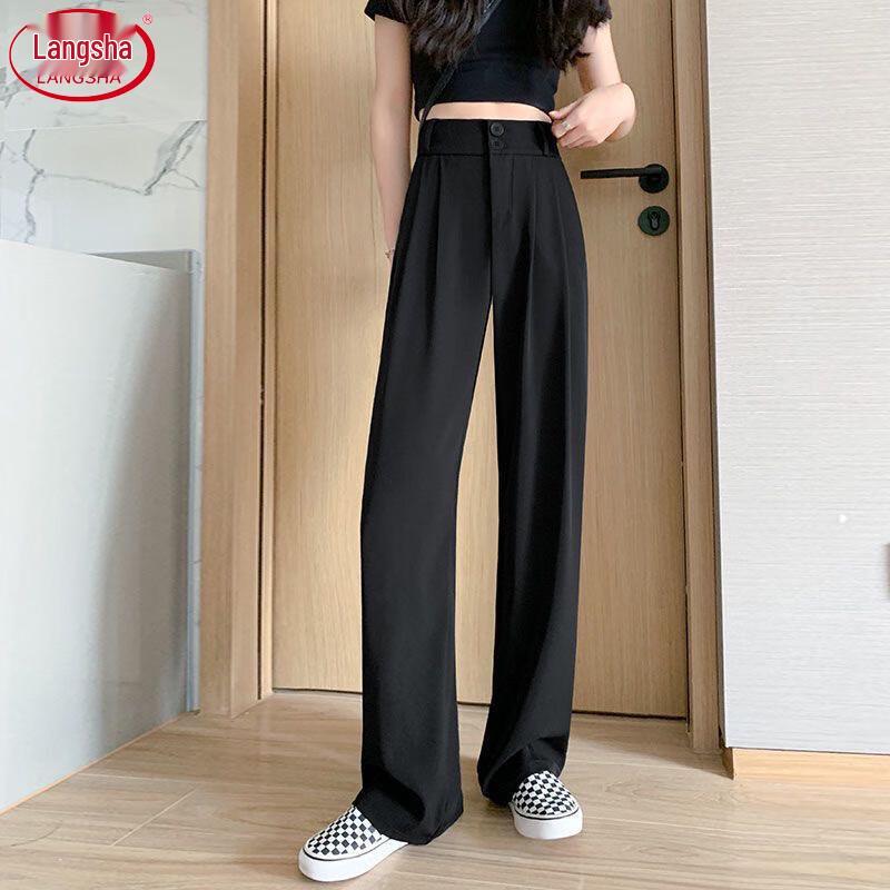 LANGSHA Women's 2025 Lightweight High-Waisted Straight-Leg Suit Pants