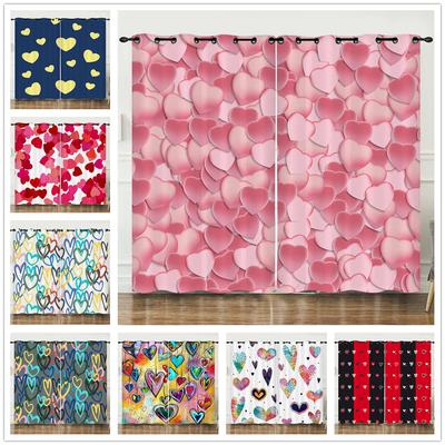 Curtains Full Screen Love Romantic 3D Digital Printing Blackout Curtain Punching