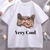 Gumbus Sehr Cooles T-Shirt für Unisex Damen Elastisches Lässiges Kurzarm-T-Shirt Baumwolle Bedruckt Süßes Katzen-T-Shirt Übergroß Streetwear