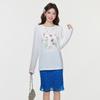 White versatile basic printed crew neck long-sleeved T-shirt spring new bottoming shirt inner 
