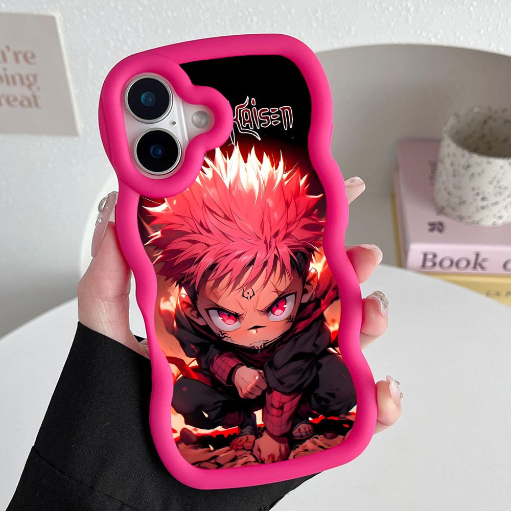 Jujutsu Kaisen Sukuna Mobile Phone Case for iPhone 17 16 15 14 13 12 11 Air Pro Max Plus Wavy Edge TPU Colorful Cover Luxury