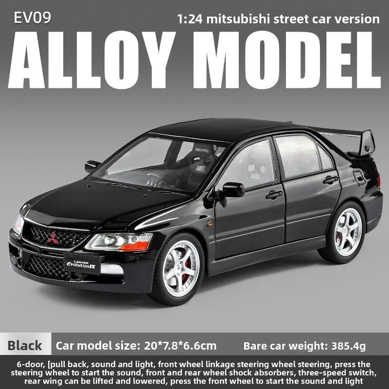 Officially Licensed 1:24 Mitsubishi EVO9 Modified Die-Cast Car Model with Pull-Back Sound and Light Collection Miniature Voiture