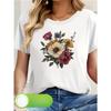 European Size Women's Short-Sleeve Blouse -Elegant Floral Print T-Shirt, Spring/Summer Casual Top,Short-Sleeve Blouse for Weddings, Parties,Daily Wear