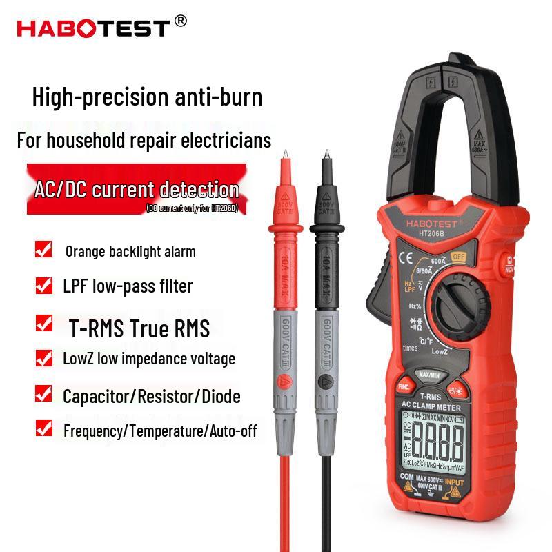 HT206D Smart Digital Clamp Meter - AC/DC Multimeter & Leakage Current Tester
