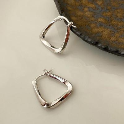 New Korean Metal Square Hoop Earrings For Women Fashion Cute Gold  Color Punk Charm Minimalist Jewelry Brincos