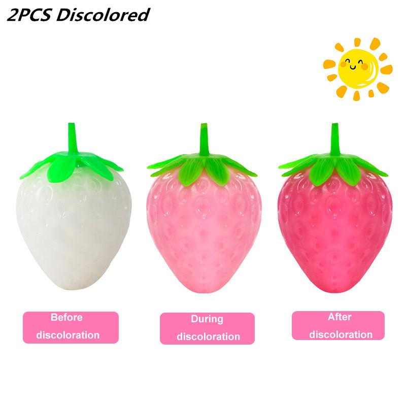 Morango Squishy Colorido Simulador Fruta Mão Anti-estresse Bola de Apertar Brinquedos de Descompressão para Crianças Sensorial Autismo