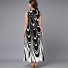 Ladies Oversized Sleeveless Round Neck Dress Vibrant Large Bouquet Floral Loose Midi Gown