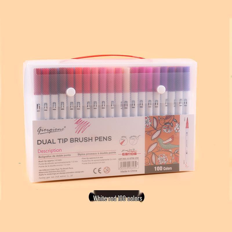Giorgione Double-Ended Water-Based Fineliner Brush Pens: 24 & 80 Washable Colors