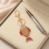 Keychain Pendant Rhinestones Inlaid Hollow Fish Design Key Chain with Anti-Oxidation Lobster Clasp Backpacks Accessory