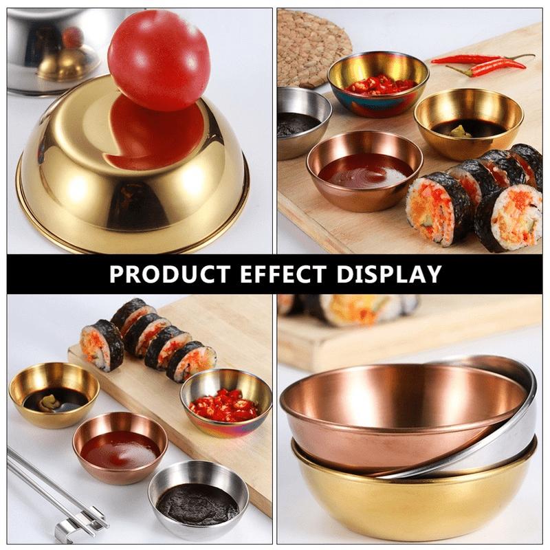 1pc Stainless Steel Golden Sauce Dishes Appetizer Seasoning Serving Dishes Sets Tray Spice Plates Kitchen Tableware