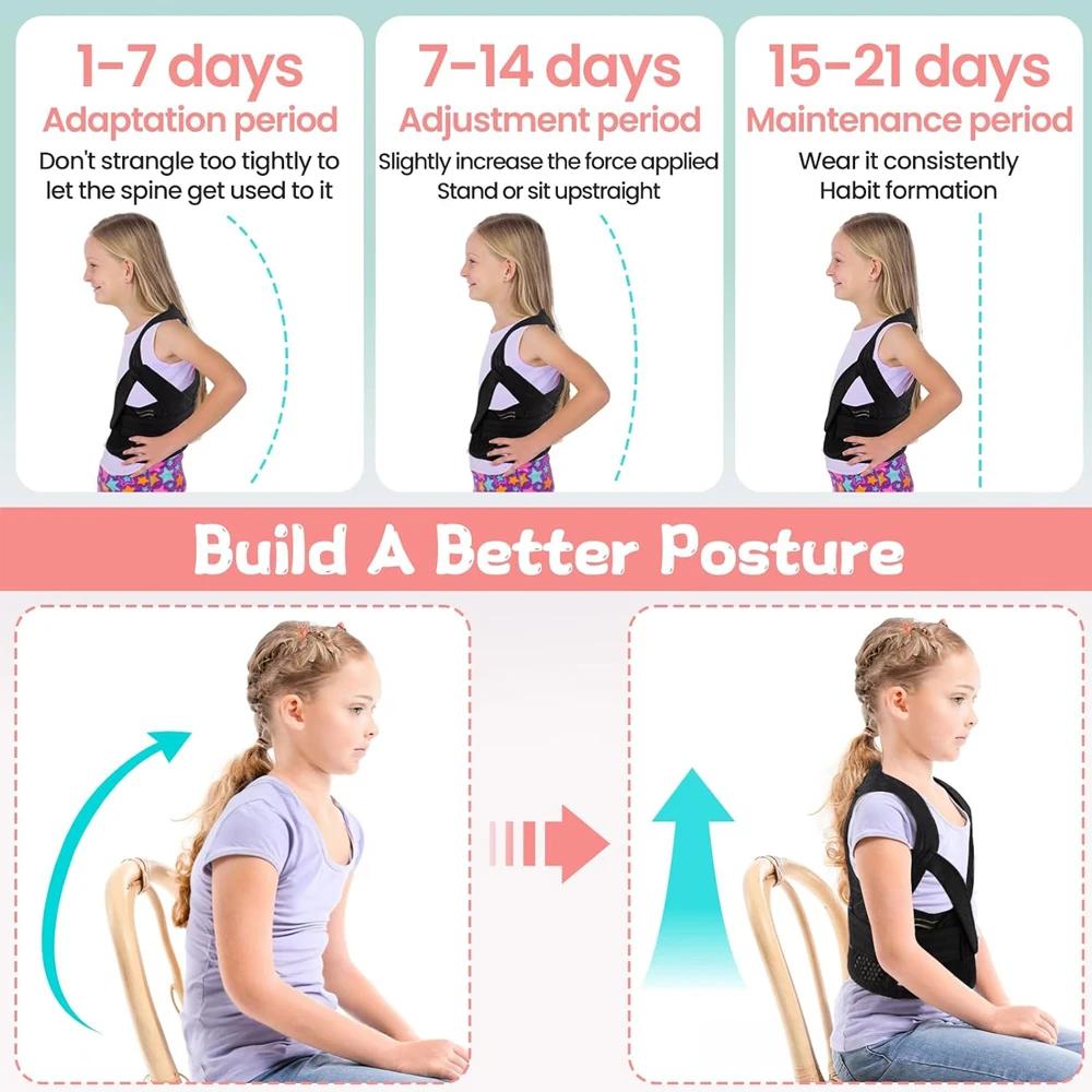Adjustable Back Posture Corrector For Kids Teens With Soft Shoulder Pads Belts Upper Back Brace Clavicle Support