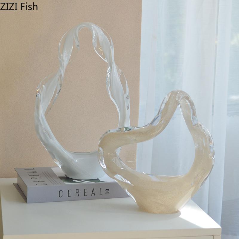 Fluttering Ribbons Glass Ornaments Modern Handicrafts Desk Decoration Abstract Twisted Ribbon Sculpture Room Aesthetics Decor