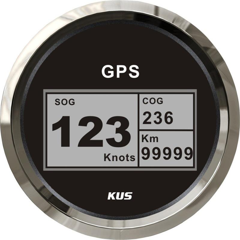 KUS 85mm Digital GPS Speedometers Sog 0-999Km/H Mph Knots Show Speed Gauges Cog 0-360 Trip Meters Red Backlight for Car Boat Black for Auto