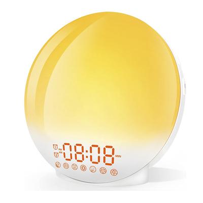 Sunrise Sunset Simulation Awakening Alarm Clock with Colorful Atmosphere Light and FM Radio Function.Relaxed Natural Sound Tunes