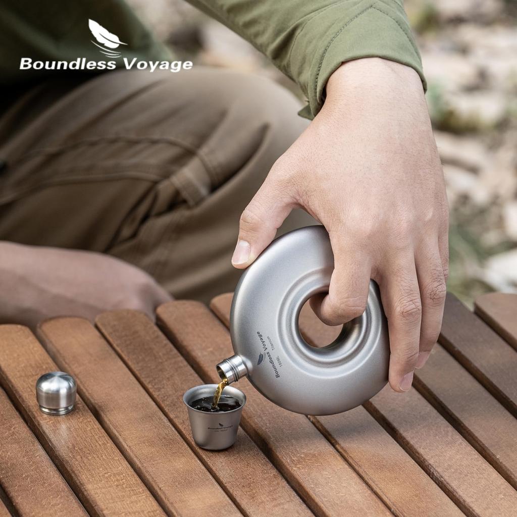 Boundless Voyage Titanium Hip 180ml with Perfect for and Perfect for Solo and Outdoor Includes Storage Flask, Round, Capacity, Funnel, Lightweight,