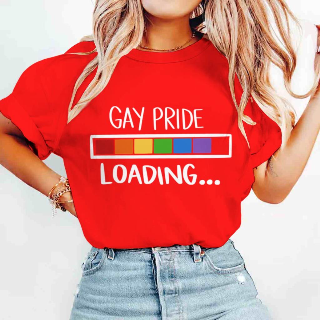 Gay Pride Loading Print T Shirts Casual Summer LGBT Women Men Tshirts Short Sleeve Lesbian Bisexual GAY Streetwear Gifts