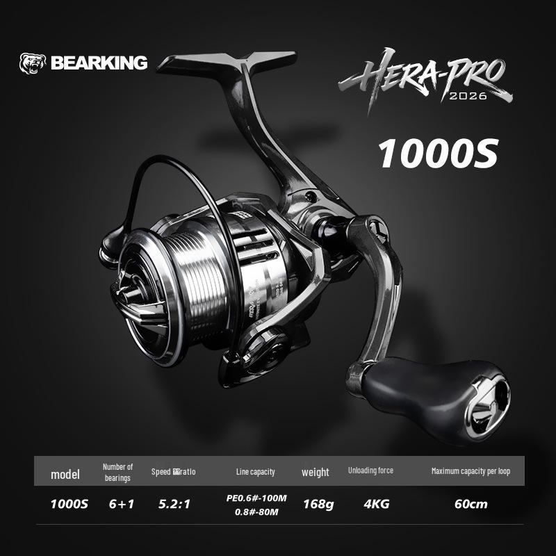 

Bear King Hera Pro 26 - Long Cast Spinning Reel with Dense Line Winding, Micro Lure Compatibility, and 6+1 Stainless Steel Bearings.