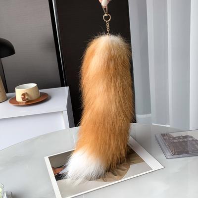 40cm Přívěsek na klíče s pravým liščím ocasem Unisex Pompom Přívěsek Ozdoba na tašku Přívěsek na klíče od auta Roztomilé nadýchané klíčenky pro ženy Doplňky na tašku Dárky