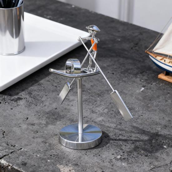 Fisherman Balance Art Figurine Swinging Kinetic Ornament Office Desk Stress Relief Toy Metal Balance Fisherman Sculpture for Home And Workplace Decor