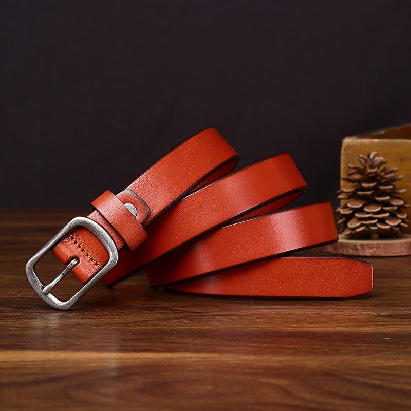 2.3Cm Wide Retro Casual Leather First Layer Cowhide Belt Women'S Fashion Simple Versatile Jeans Belt Women'S