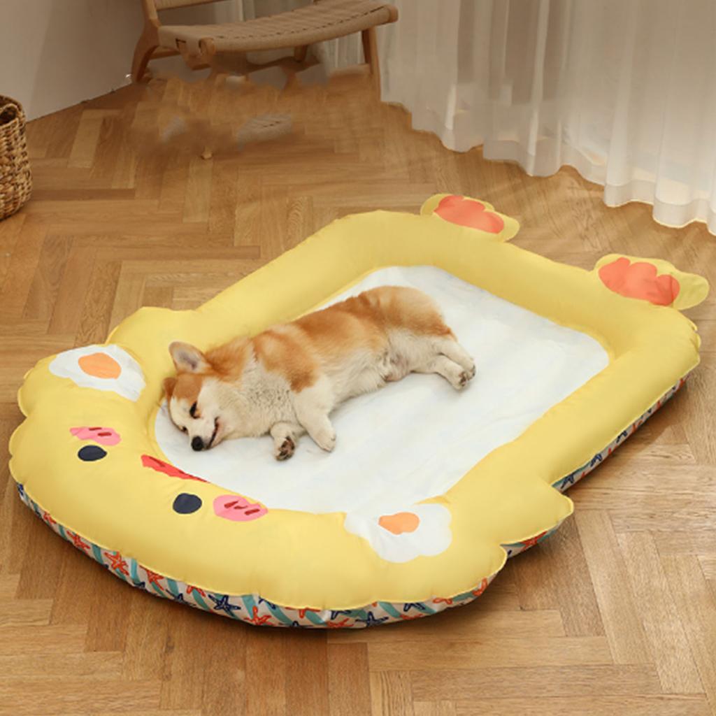 Haustier Kühlmatte Schlafbett Weich Flexibel Faltbar Reißfest Hunde Kühlmatte für Hunde Katzen Sommer Gelbe Ente M
