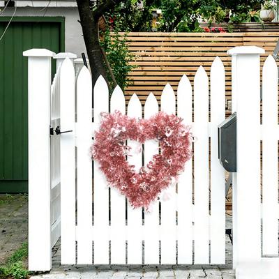Valentinstag Herzförmiger künstlicher Kranz Innen Außen Haustür Wandbehang Liebesherz Folien Lametta Girlande Hochzeitsfeier Dekoration Ornament