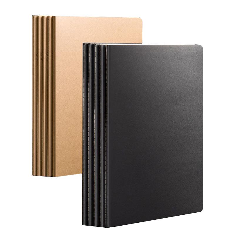 B5 Student Notebook: White, Kraft Paper, Stitched Binding, Blank, Lined, Grid Options