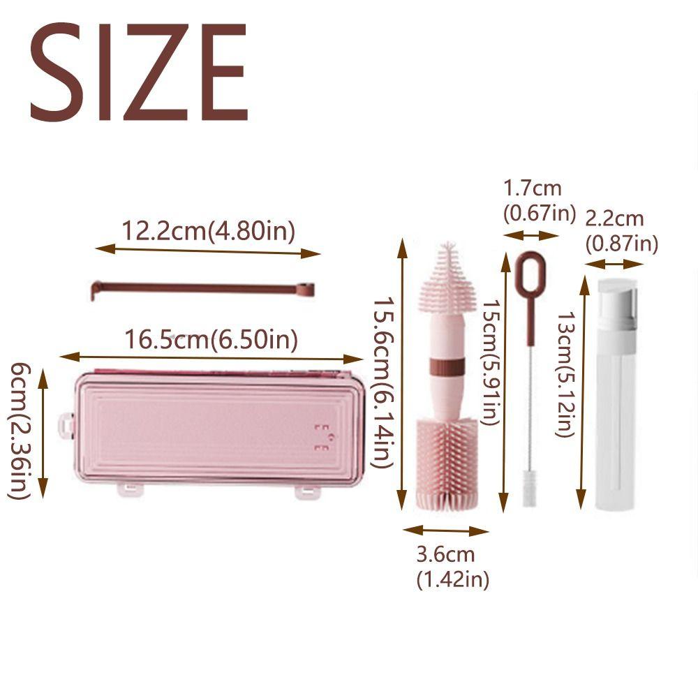 Portable Bottle Cleaning Brush Set Compact Travel Size Nipple Straw Cleaner Kit Long Handled Soft Bristles Bottle Brush Set