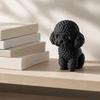 Huaqianguhh 3D Printed Cute Teddy Dog Statue, Mini Poodle Figurine, Matte Solid Black Statue with Detailed Curly Fur, Wide Anti-Tipping Base,