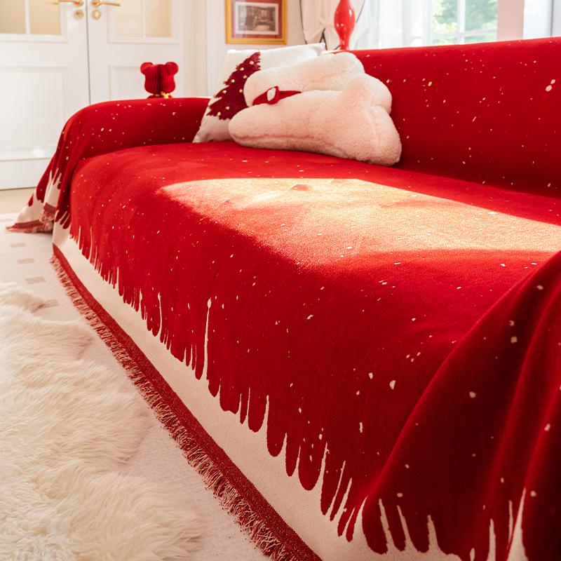 Sofa Cover Red Festive New Spring Festival Chinese New Year Atmosphere Sofa Towel A Whole Full-covered Blanket 180X130CM белый