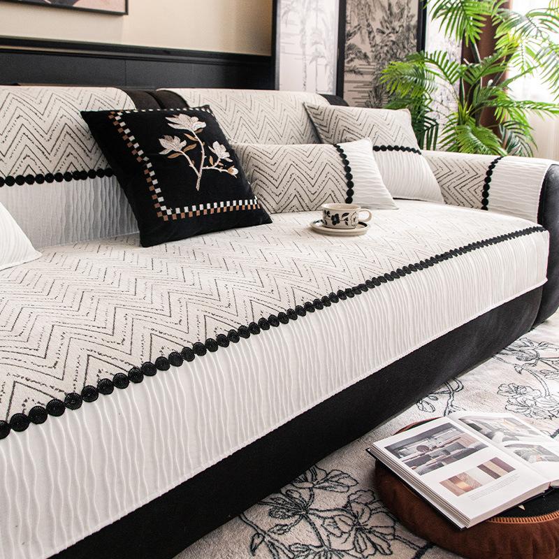 

2025 new light luxury sofa cover pad high-end Chenier non-slip seat cushion four-season universal straight sofa cover cloth 30 * 50Cm waist pillowcase