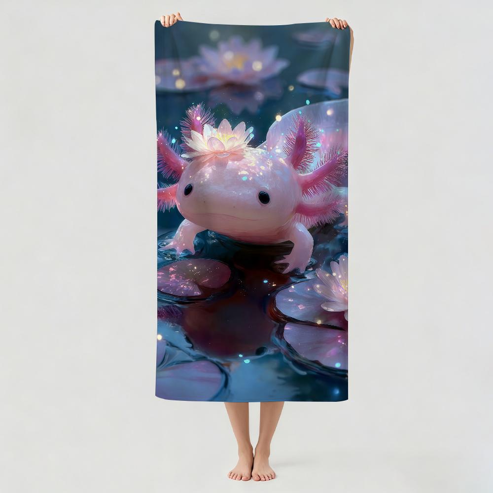 Fashion print Pink Axolotl Towel Drying Bath Towel Applicable To Light Swimming Camping Yoga Beach Out