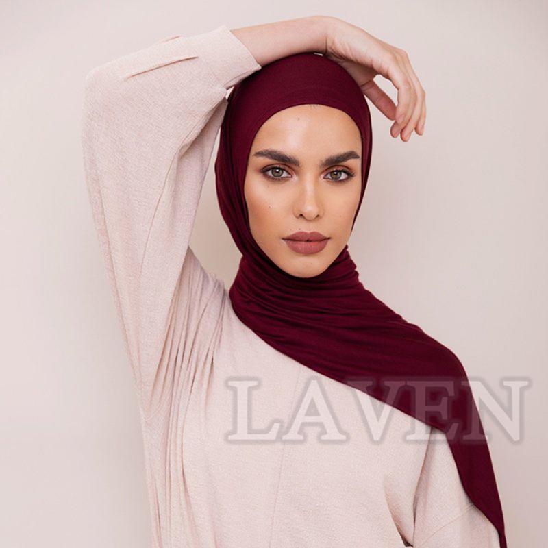 Cotton Jersey Instant Hijab Scarf Muslim Fashion Plain Wraps Soft Women'S Head Hood Scarf Elasticity Shawls Underscarf Headscarf