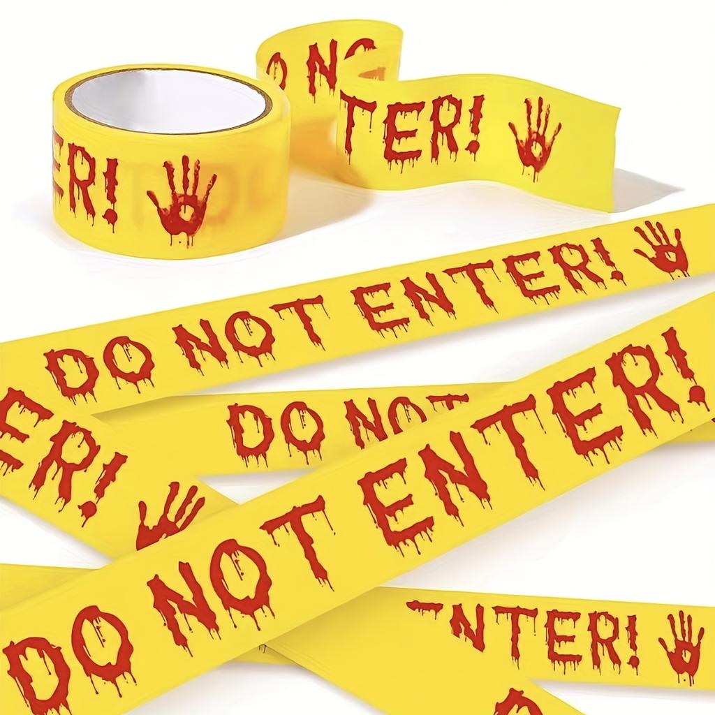 1PC Halloween Warning Tape 1.9 Inches X 82 Feet, Halloween Decoration Warning Tape, Indoor/Outdoor Party Decoration, No Entry