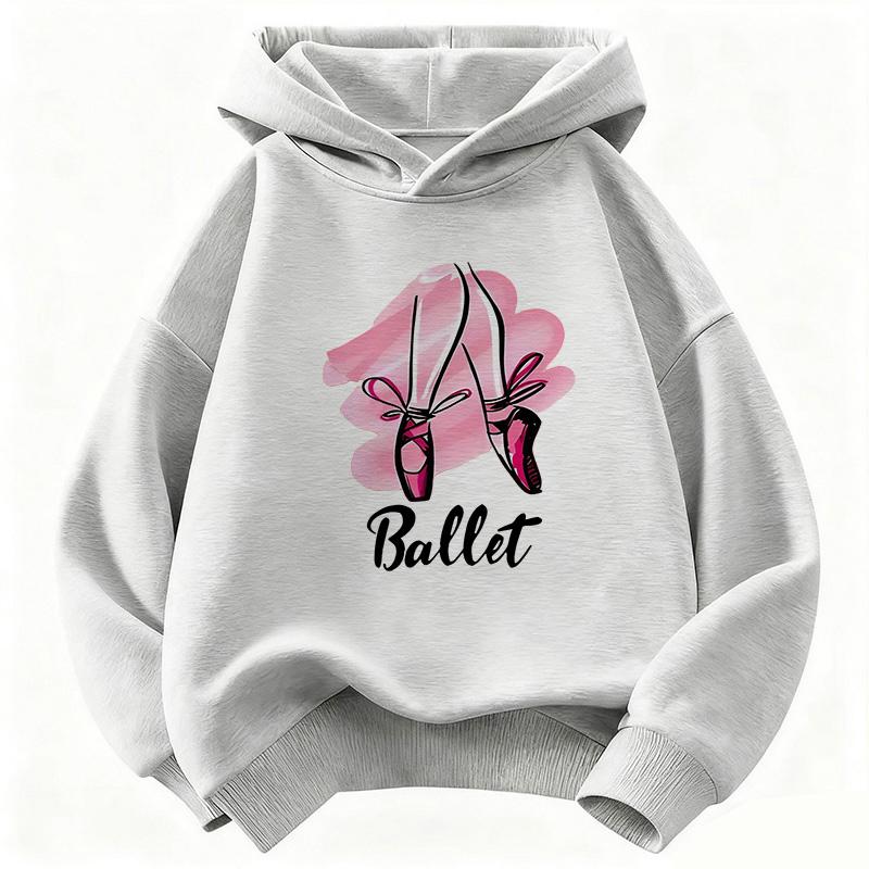 Fashion Ballet Dance Shoes Girls Hoodies Children's Sweatshirt Hoody Girls Autumn Spring Casual Hoodies