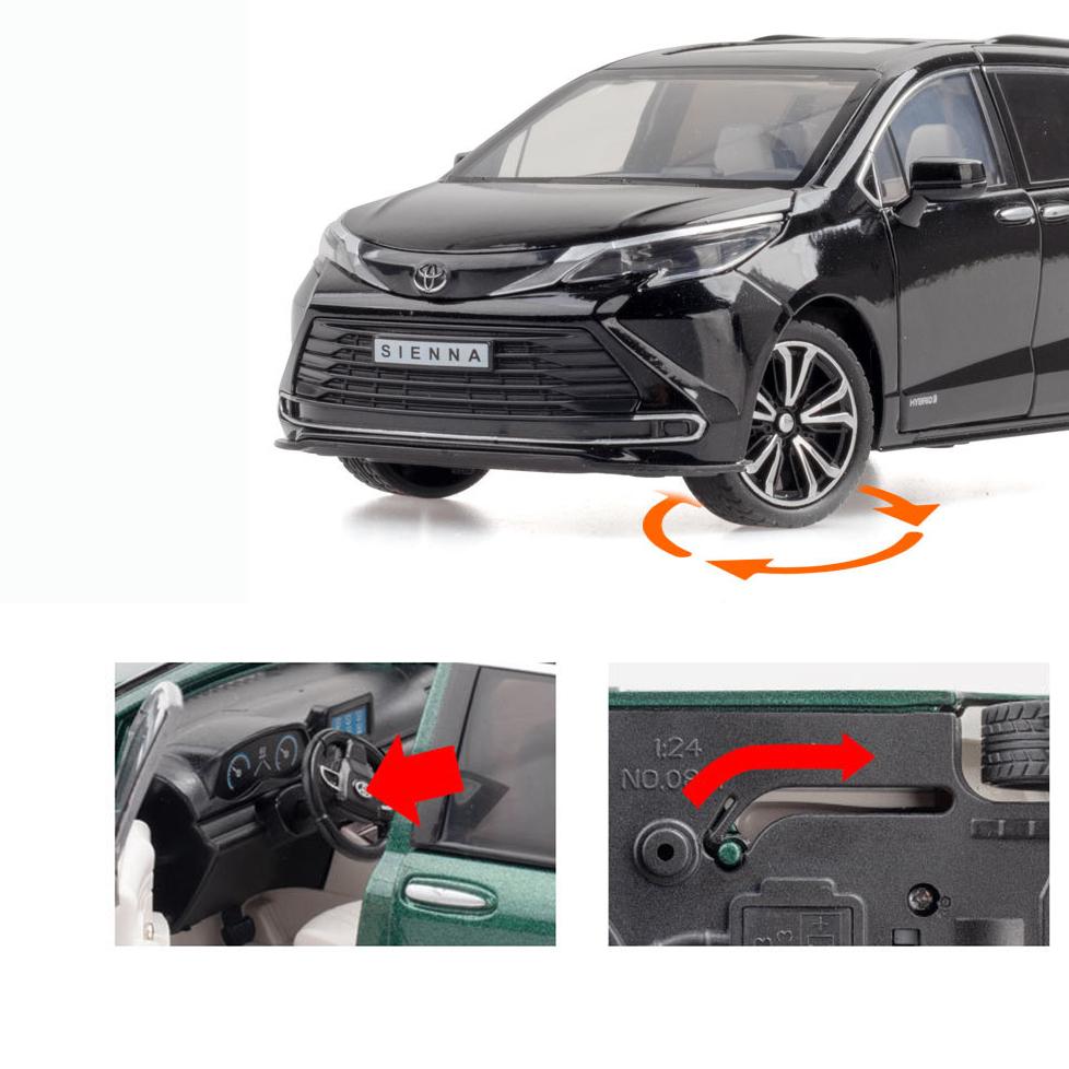 1:24-skala Toyota Sienna MPV Van Alloy Diecasts & Leksaksfordon, Metallleksaksbilsmodell med ljud och ljus Samling Barnleksak