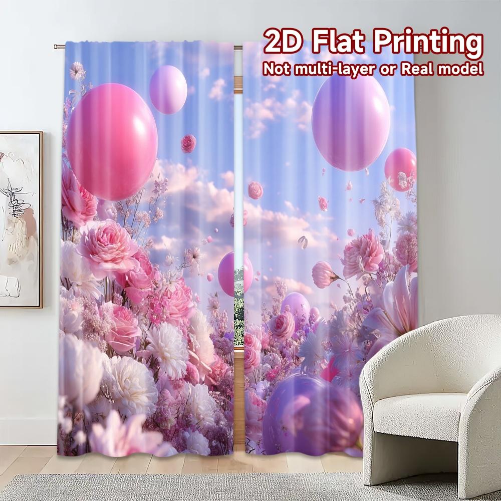 Flat Printing Curtains Without Rod Blossomdreams Chic Curtain Durable Polyester Room Decor Living Set Of 2 Made
