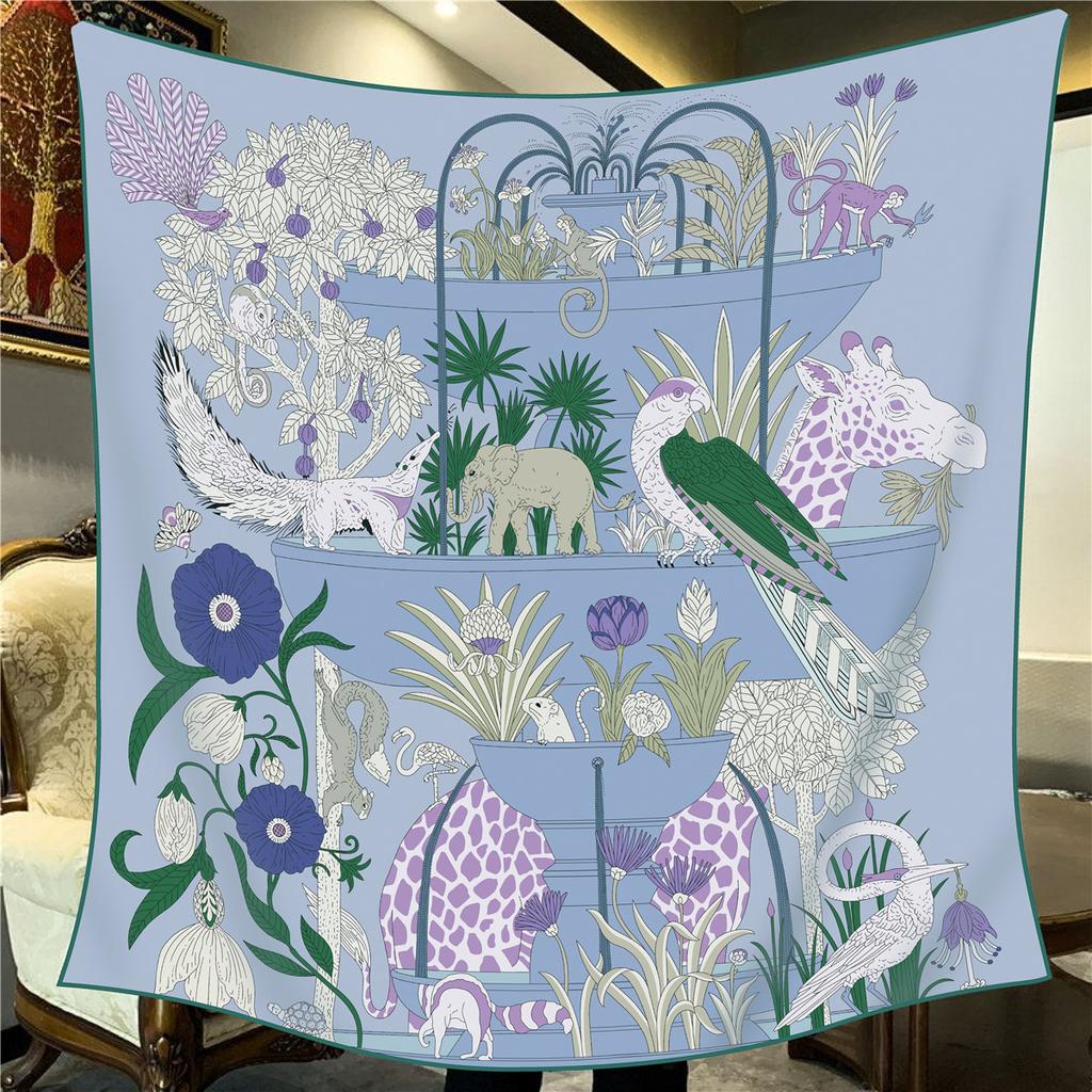 Sciarpa Quadrata da Donna in Finta Seta e Lana 110X110M Elegante Chic Lusso Regalo di Natale Compleanno Festa Ufficio Wrap Quotidiano