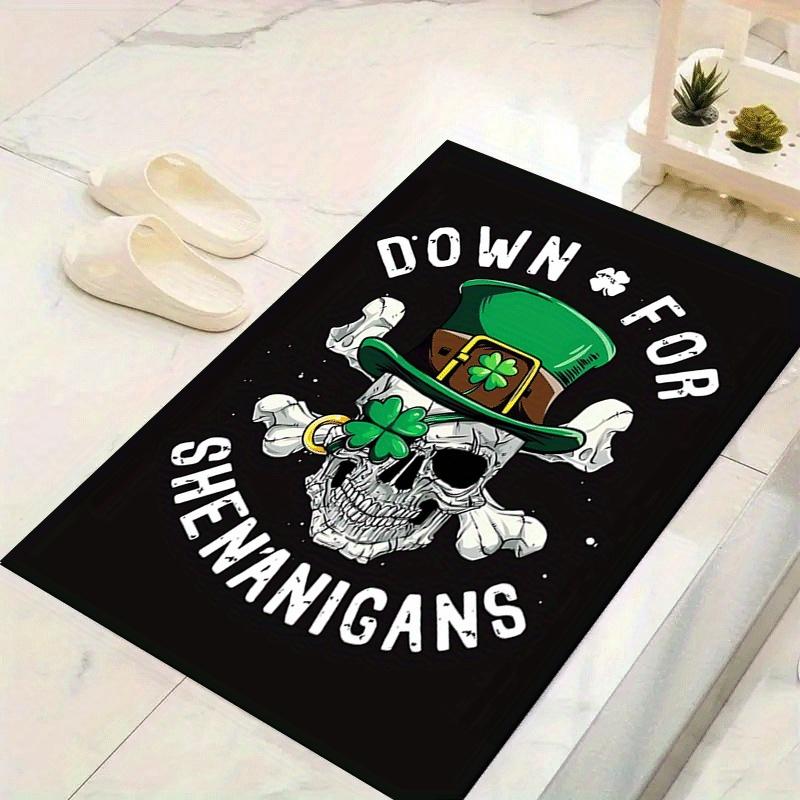 

1pc Clover and Skull Pattern Area Rug, Anti Slip Non Shedding Stain Resistant Carpet 60cm by 90cm