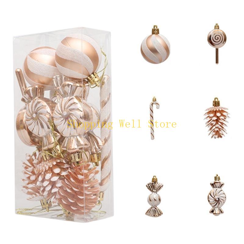 

KX4B 13Pieces Eye Catching Christmas Tree Ornament Elegant Christmas Ornament Set Stylish Festival Tree Pendant Decoration шампанського