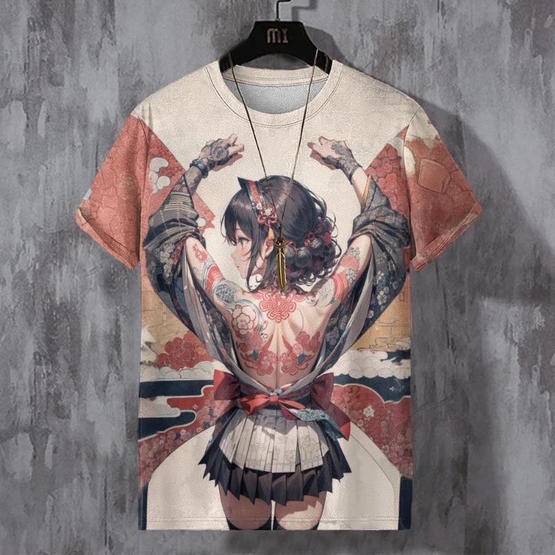 

Japanese Anime Beauty 3D Print SportsBreathable Men T-shirt Elements Cute Outdoor XXS