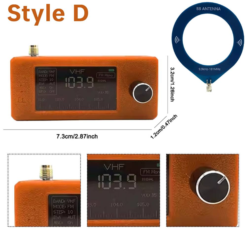 SI4732 0.5-108mhz Pocket Mini Radio 1.9inch IPS Screen FM/AM Radio with Antenna All Band Radio Receiver HF SW MW VHF Radio