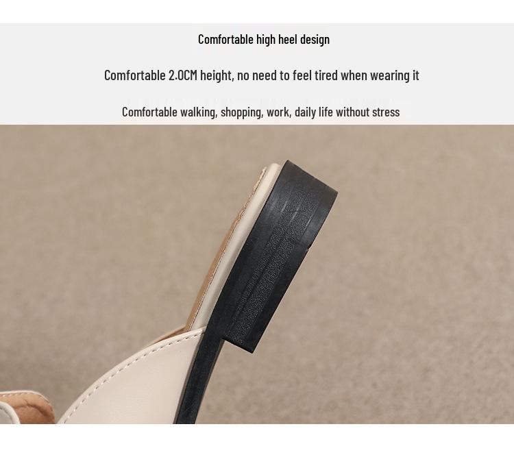 Weiwei Women's French-Style Closed-Toe Flat Mules - Retro Slip-On Slippers