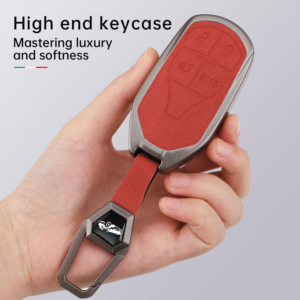 Zinc Alloy With Suede Leather Car Key Case Cover Bag For Maserati Ghibli     Levante Gt Quattroporte Accessories